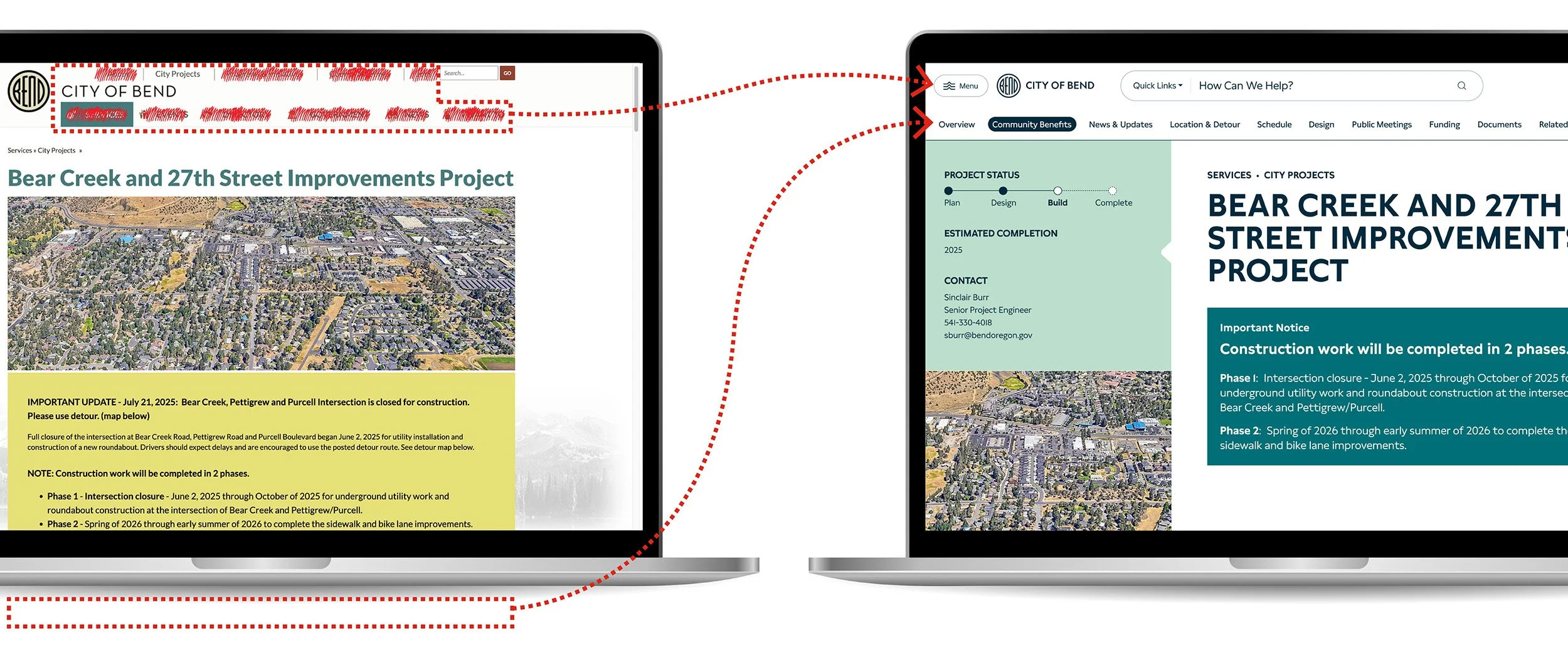 Comparing the menu on our old site to the new one showing how much more streamlined it is now.
