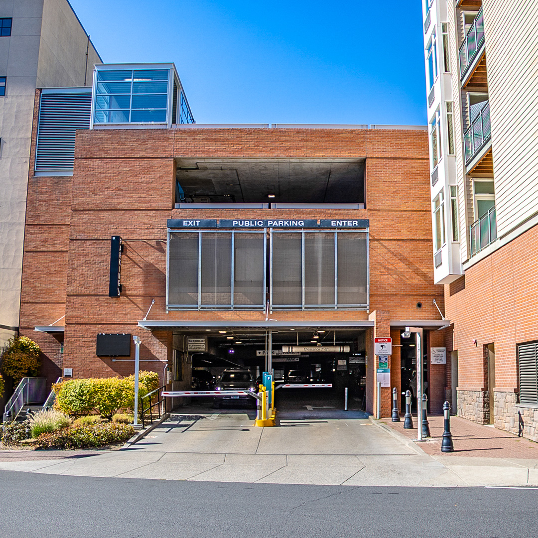 Centennial parking garage entrance.