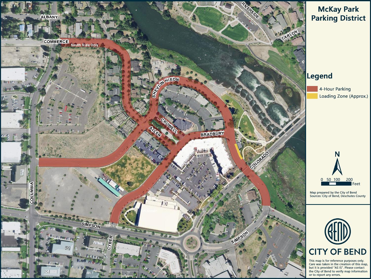 Map of the McKay Park Parking District.