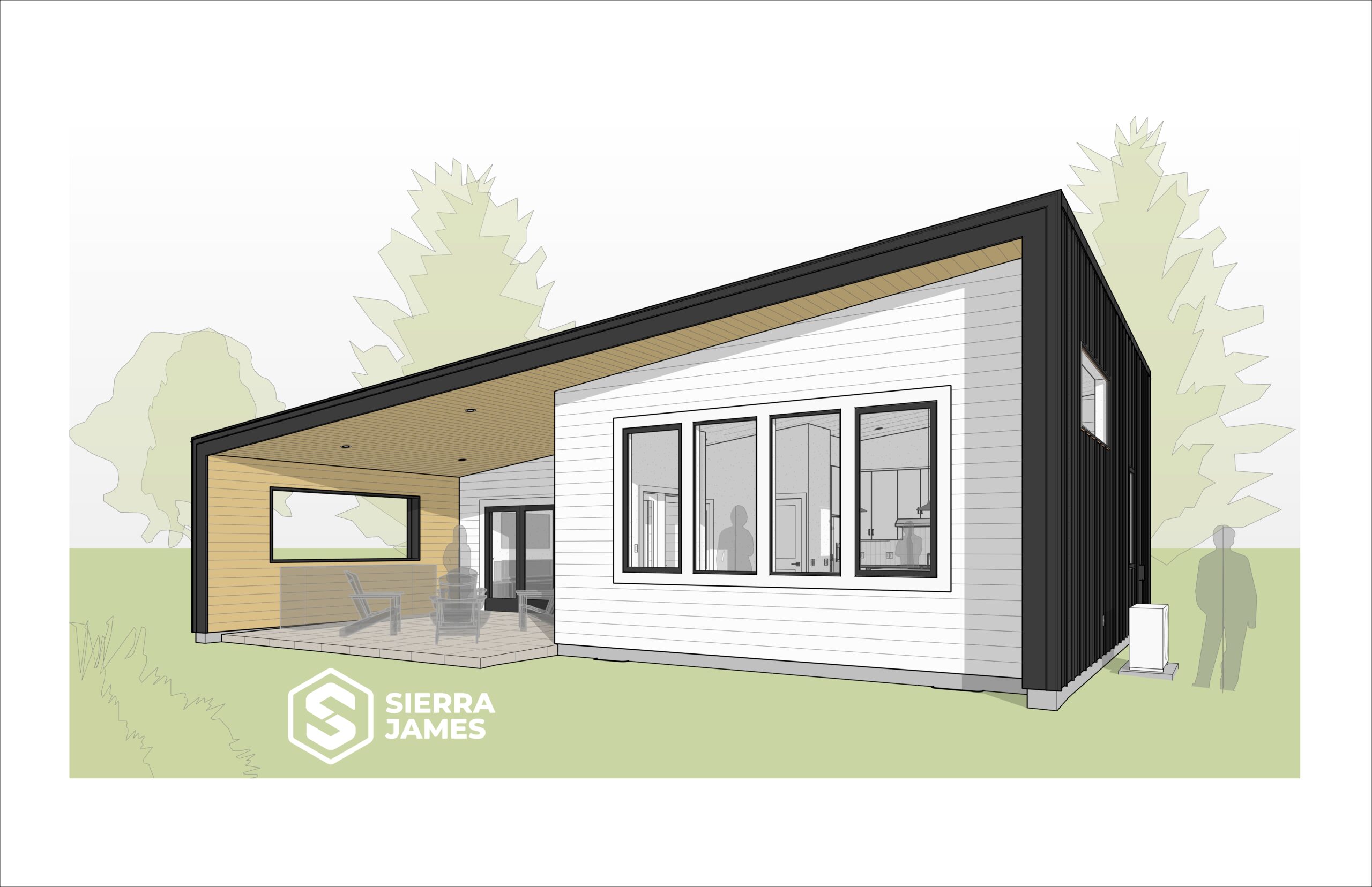 Rendering of an ADU with a slanted roof.