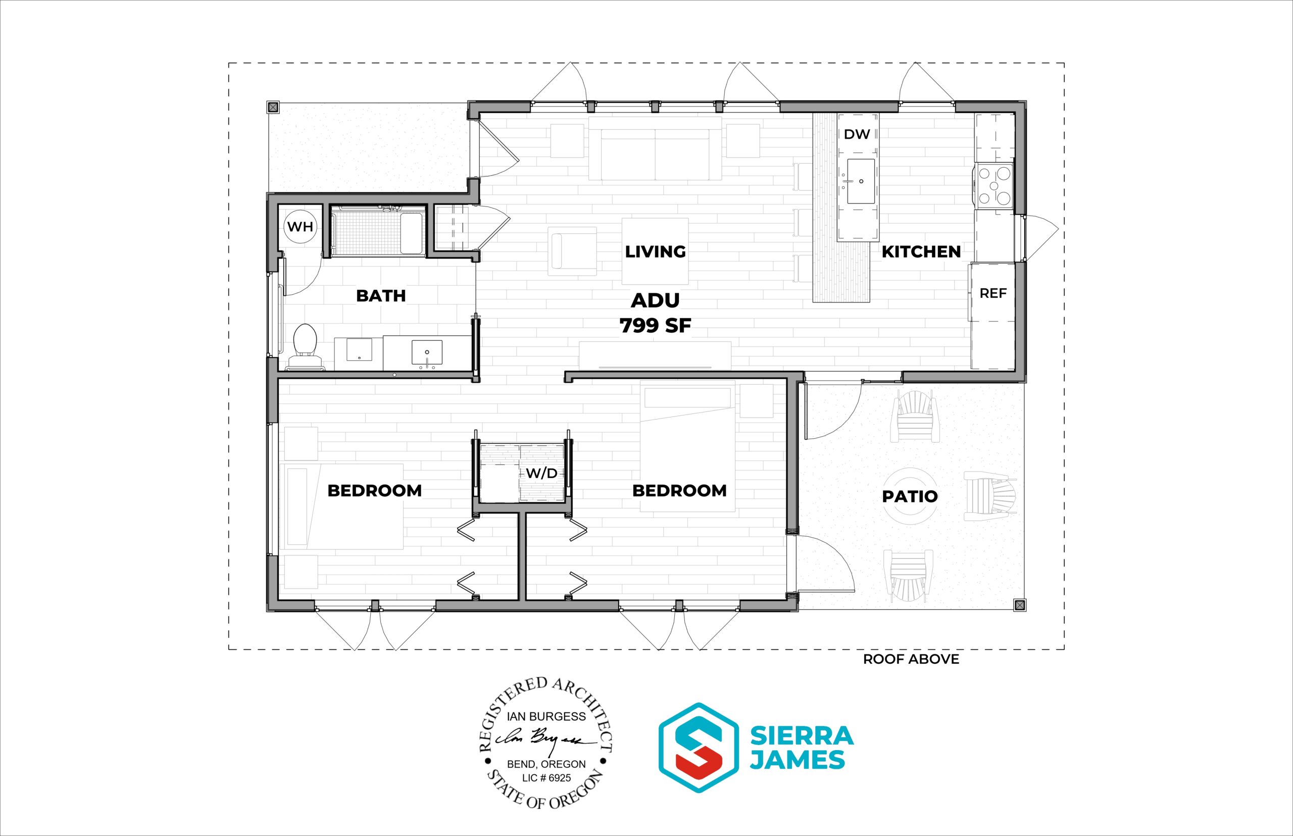 A two-dimensional floor plan shown by an aerial view