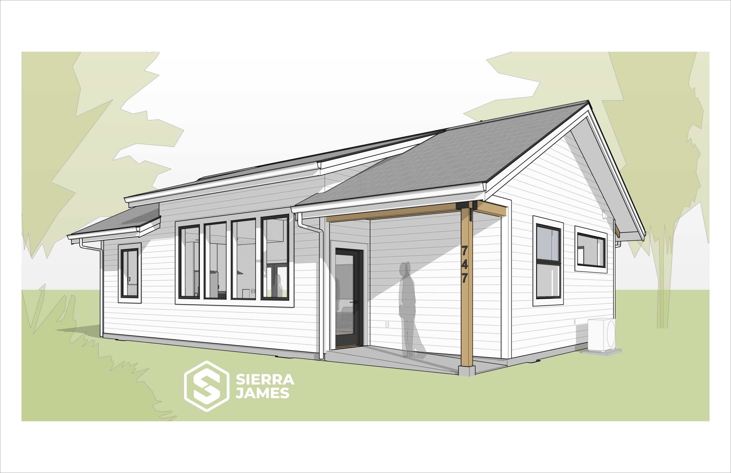 A drawing showing the exterior of the unit