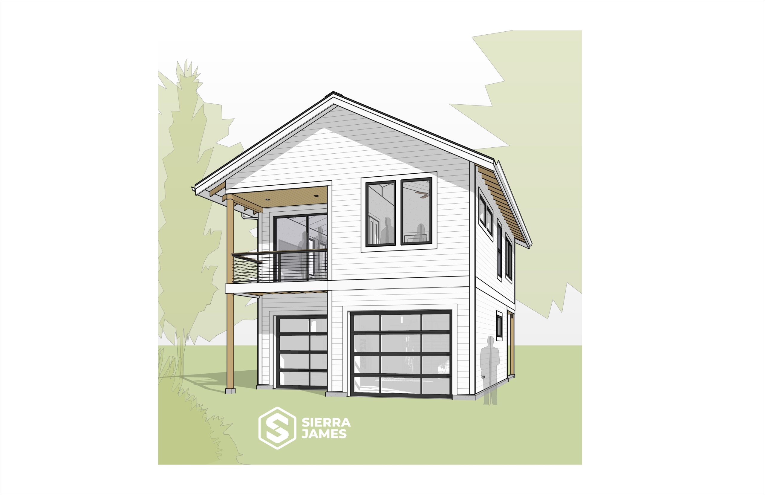 A drawing that shows the exterior view of the ADU