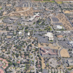 Ariel image of project area: streets and buildings.